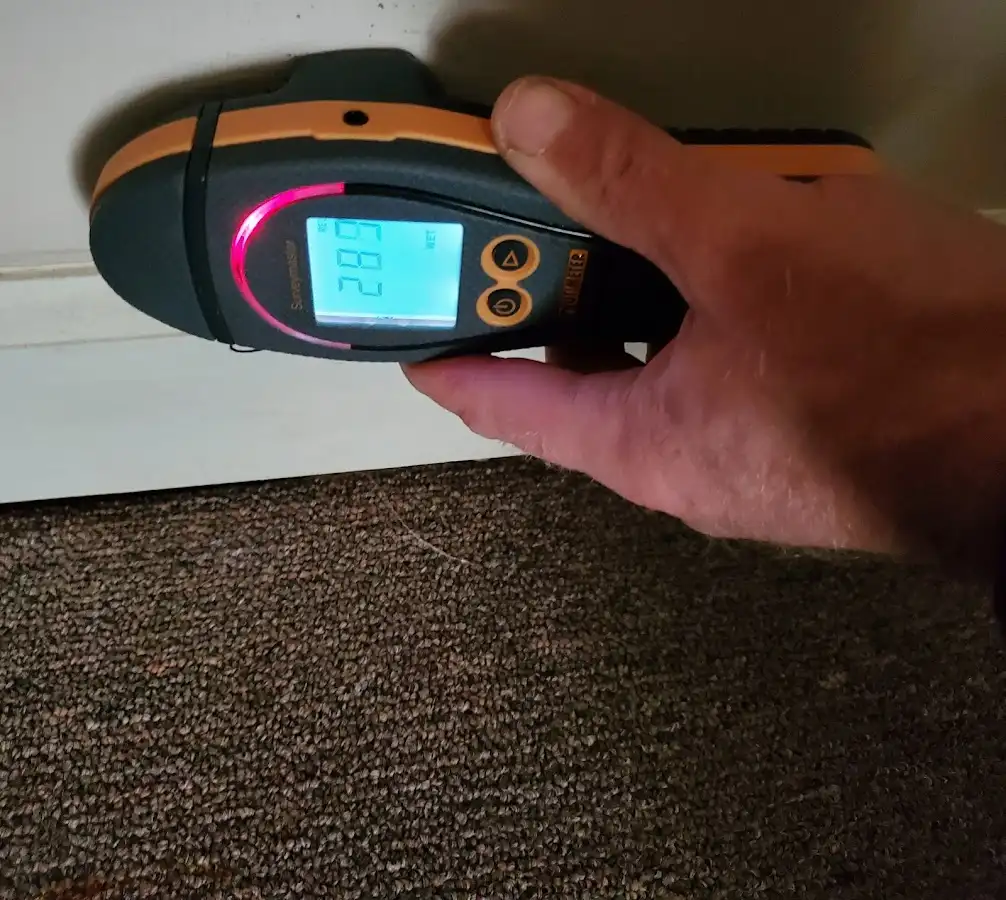 Moisture detection at baseboard during Burst Pipe Cleanup in King City